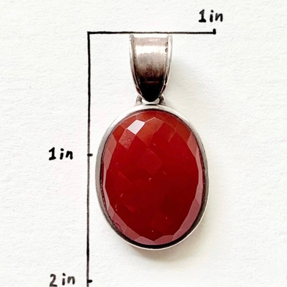 🌸Pendant🌸 Red Stone 925 Sterling SIlver - Picture 5 of 7